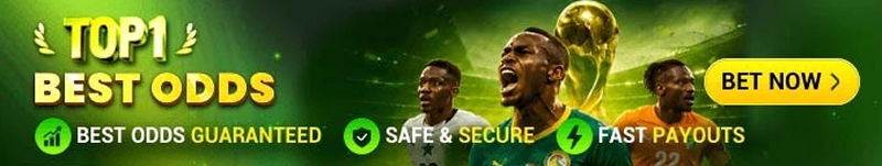 Best odds banner with footballers and gold trophy